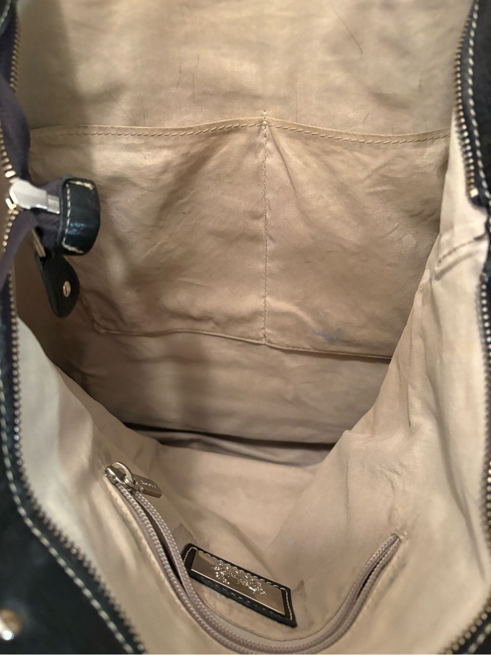 Leather Black Tote with Front Buckle Pocket - Picture 3 of 4